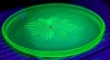 Vintage Uranium Glass Starburst Oval Dish | 10.25" x 7" x 0.75" - 3