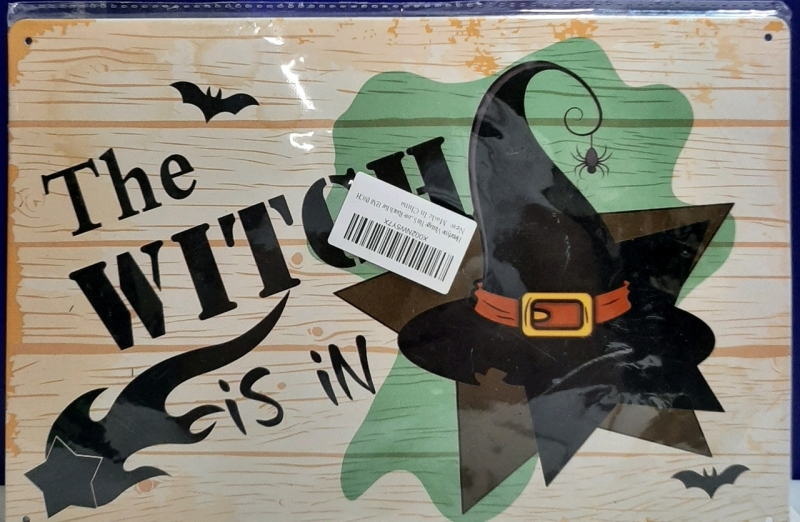 New Metal Sign The Witch is In 11.75" X 8"