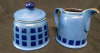 New Denby Reflex Sugar and Creamer Holder and 2 Ceramic Coffee Mugs - 6