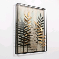 New Ash Leaf Growth Metal Wall Accent Decor with Frame 24"x18"x2 Retails $80<br/>