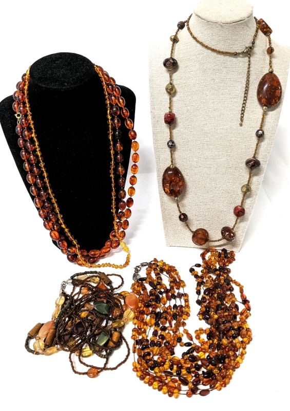 Vintage to Modern Amber-Colored Necklaces | Up to 46" Long