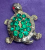 Vintage Rhinestone Green Turtle Lacy Rhinestone Demure Opal Charm - 4