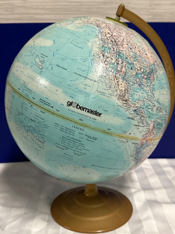 Vintage Globemaster 12” Inch Diameter Globe With Raised Topographic Land