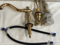 4 Brass Facet Pieces Including Faucet Drain 1 Tap and Water Fitting Incomplete As Is Faucet 6&rdquo; Tall 9&rdquo; Wide