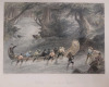 " Working a Canoe Up A Rapid " by William Henry Bartlett . Framed Hand Coloured Steel Engraving . No COA - 2