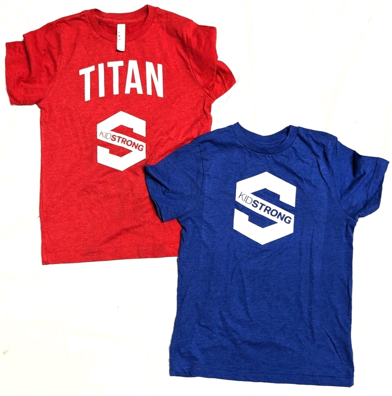 30 New Youth Size Small | Titan KidStrong T-Shirts | 5 Blue, 25 Red