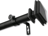 Mantle 1 inch Diameter Adjustable Curtain Rod Black 24-48"inch