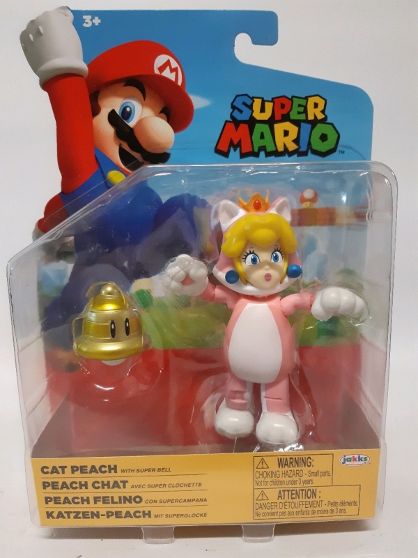 New Jakks Pacific World Of Nintendo Super Mario " Cat Peach With Super Bell" 4 Inch Figurine *Sealed*