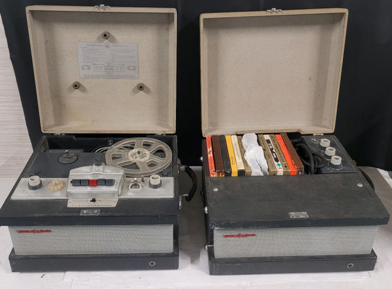 Vintage V-M Voice of Music Tape-O-Matic Reel to Reel Player & Voice of Music Stereo Twin Tube Amplifier . Plus 13 Reels