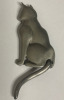 JJ Jonette Brushed Silver Articulated Tail Cat Brooch