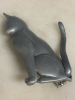 JJ Jonette Brushed Silver Articulated Tail Cat Brooch - 6