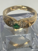 10K Gold Emerald Ring Side Stones Band Ring - 5