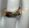 10K Gold Emerald Ring Side Stones Band Ring - 6