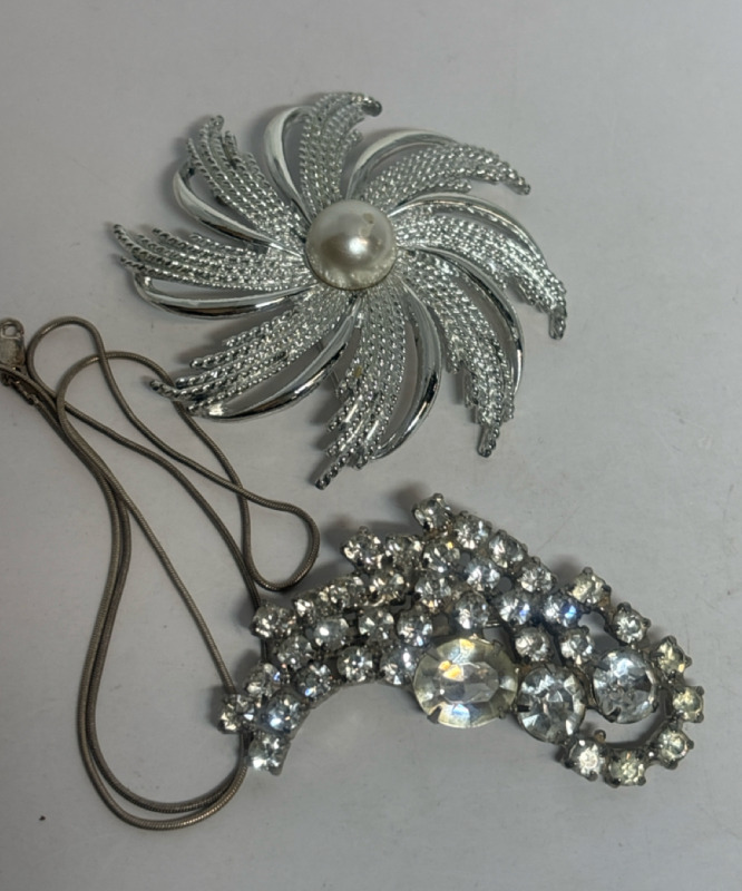 Vintage Brooches Sarah Cov Rhinestone 925 Snake Chain