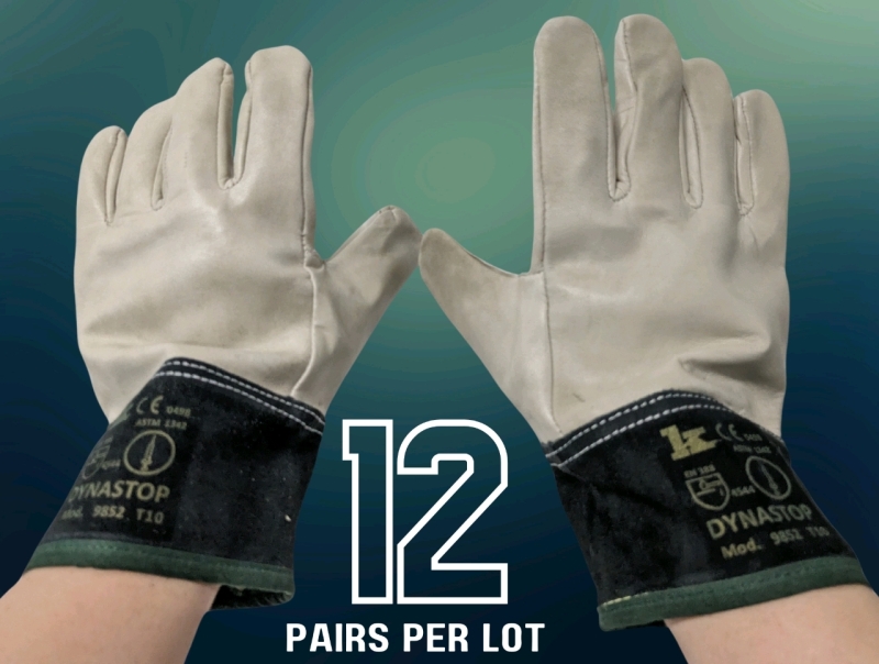 12 New Pairs Size 10 | Dynastop Puncture-Resistant Full-Grain Leather Gloves | DS9852-10