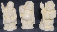 " Fu Lu Shou " Chinese Three Star Gods Resin Figures , 2 3/4" Tall