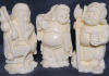 " Fu Lu Shou " Chinese Three Star Gods Resin Figures , 2 3/4" Tall - 3