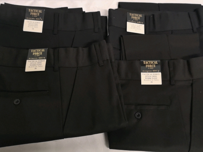 4 New APG sz 28 Waist & 36" Length Men's Tactical Force Black Twill Pants *Pants Fit Small*