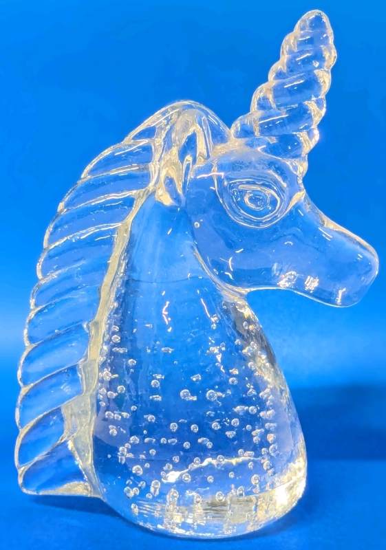 Fun Bubble-Filled Glass Unicorn Paperweight | 4.5" Tall