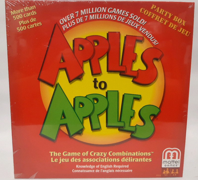 New Mattel Games Party Box, Apples To Apples: The Game Of Crazy Combinations For 4-8 Players Ages 12+ * Sealed *