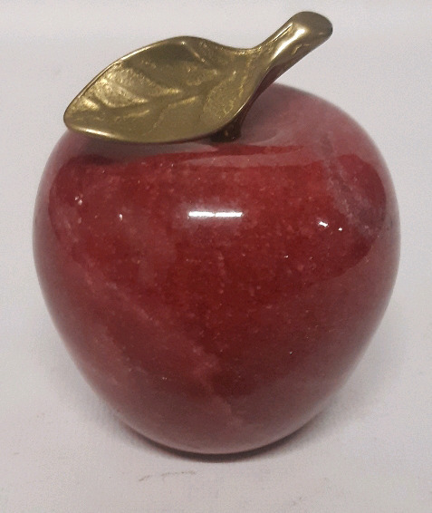 New Polished Dyed Marble Red Apple Paperweight ( 3" Tall )