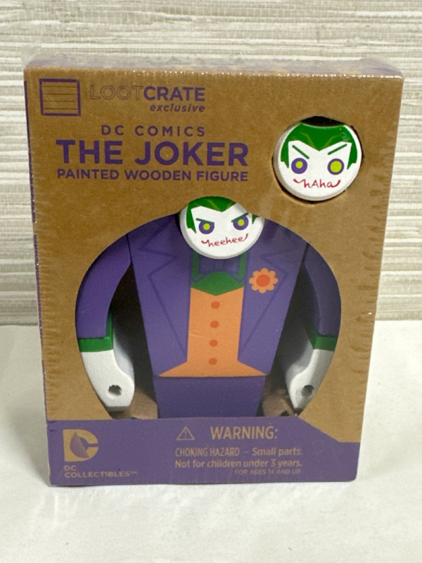 New Loot Crate Exclusive DC Comics The Joker Painted Wooden Action Figure