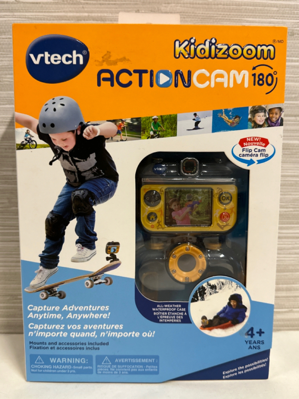 New VTECH Kidizoom Action Cam Kids Video Camera With Waterproof Case - Black 180°