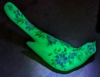 Signed Handpainted Vintage Fenton Uranium Custard Glass Dove with Flower Details and Original Stickers | 4" x 4.75" Tall - 5