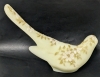 Signed Handpainted Vintage Fenton Uranium Custard Glass Dove with Flower Details and Original Stickers | 4" x 4.75" Tall - 6