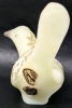 Signed Handpainted Vintage Fenton Uranium Custard Glass Dove with Flower Details and Original Stickers | 4" x 4.75" Tall - 7