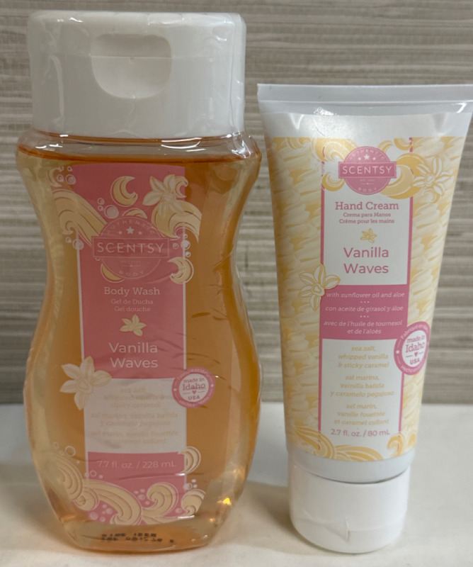 New Scentsy 228mL Vanilla Waves Body Wash & 80mL Vanilla Waves Hand Cream