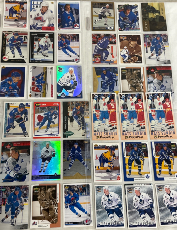 36 Vintage Mats Sundin NHL Hockey Trading Cards 1990’s - 2000’s Score Parkhurst Upper Deck Fleer Toronto Maple Leafs Quebec Nordiques ( 4 Sheets )