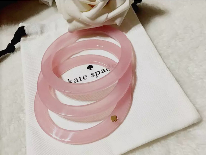 Kate Spade Blush 3 Bangles Logo Bag Tagged New