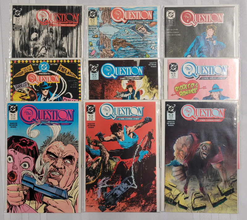 1988 - 1989 DC Comics The Question? Comic Lot (1987 1st. Series) . Issues #19 - #27 , Nine (9) Comics