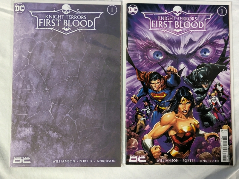 5 DC Night Terrors Comics - First Blood, Detective Comics, and Action Comics.