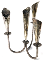 Vintage Denmark Hans Jensen Silver-Plated Calla Lily Candle Holder | 8" Tall