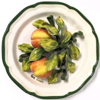 Eva Gordon 3D Peaches & Leaves Decorative Plate | 12" Diameter