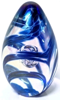 Signed Vintage Glass Eye Studio Art Glass Egg Paperweight | 3.25" Tall