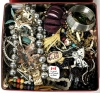 Assorted Unsorted Jewelry in Large Cookie Tin | 9" x 8.5" x 3.75" Tall - 2