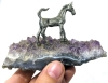 Vintage Pair of Bento Boxes (2 & 3-Tier), 2 Vintage Amos Pewter Christmas Ornaments & Chunk of Amethyst with Pewter Horse - 5