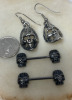 Edgy Jewelry Double 3 Skull Ring Earrings Bars Living on The Edge - 3