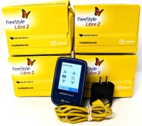 Abbott FreeStyle Libre 2 Flash Glucose Monitoring System w Cable and Charging Block + 4 Sealed [Expired] Sensor & Sensor Applicator Packs