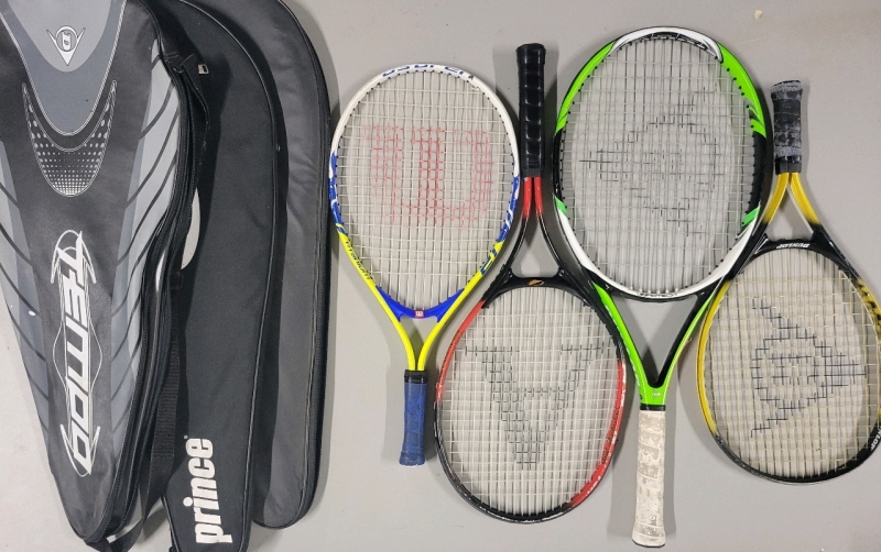 4 Tennis Rackets With 3 Bags "See Description"