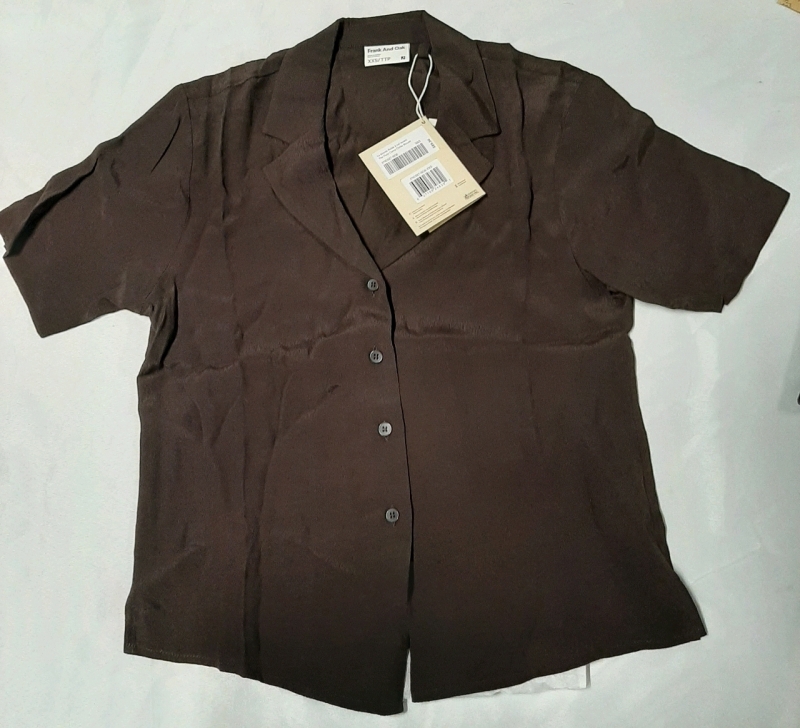 New with Tags Frank & Oak Ladies Fluid Camp Collar Blouse Size XXS Retail $89.50