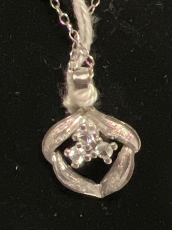 Sterling Silver Pendant with chain 3 Crystal stones