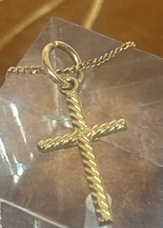 10K Yellow Gold Cross 10K Chain both Stamped