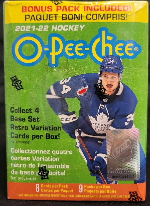 2021-22 Hockey O-Pee-Chee Sealed Box Set 8 Cards Per Pack 9 Packs Per Box