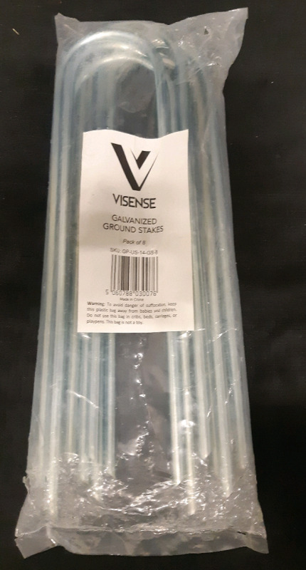 8 Pack Of New Visense Galvanized Metal Ground Stakes ( 14" Long )