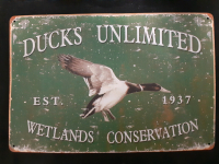 New " Ducks Unlimited Wetlands Conservation " Metal Hanging Wall Sign ( 12" x 8" )