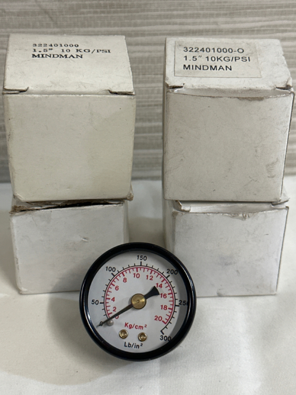 4 New Mindman 1.5” Pressure Gauge 10 KG/PSI